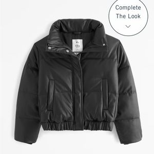 Abercrombie and Fitch Vegan Leather Mini Ultra Puffer